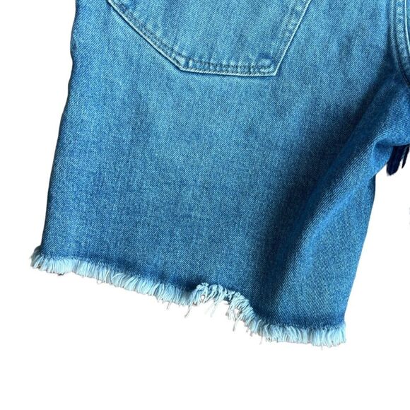 NWT GOOD AMERICAN WOMENS BERMUDA DENIM FRAYED SUMMER SHORTS SIZE 0/25 - Picture 7 of 11